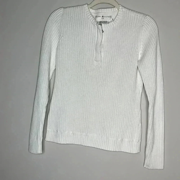 Tommy Hilfiger White Zip Front Sweater - Picture 3 of 9